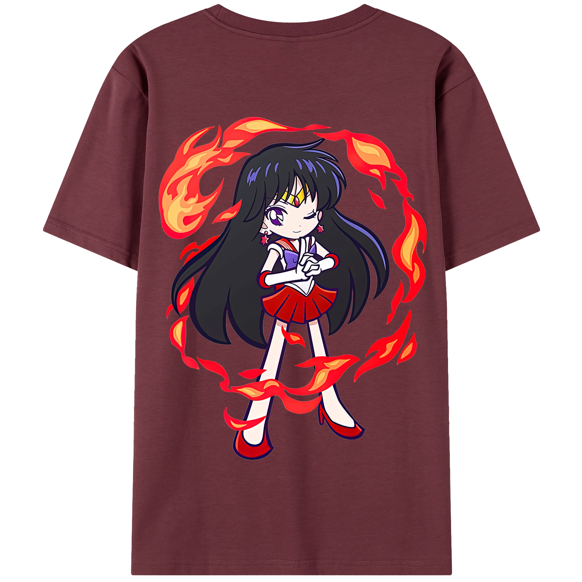 （画像用） 美少女戦士セーラームーン 火野レイ ひの レイ Sailor Moon Hino Rei （セーラーマーズ,Sailor Mars） 綿100％半袖Tシャツ（背面プリント）